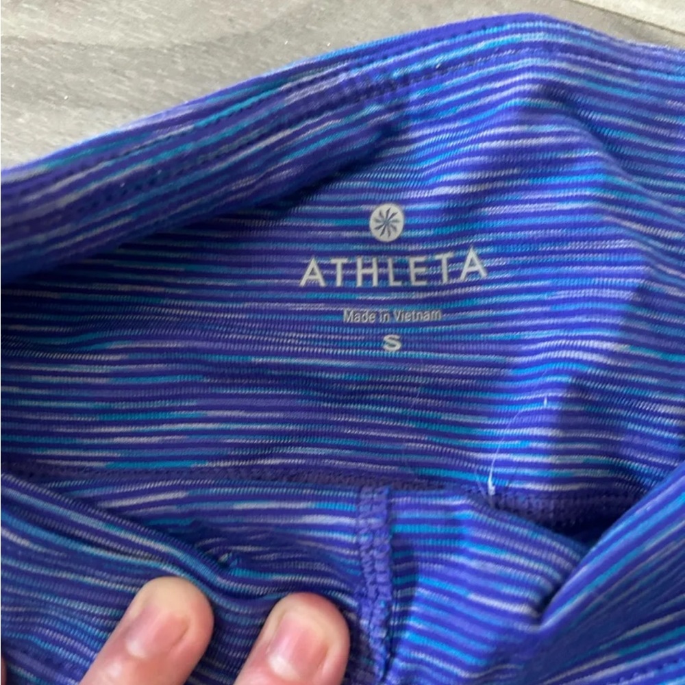 Athleta Chaturanga Capri Small S Blue Space dye Pant Crop Legging Tight - Picture 3 of 4